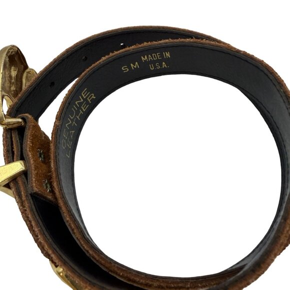 Vintage Brown Suede and Brass Buckle Belt Size Small main image 4